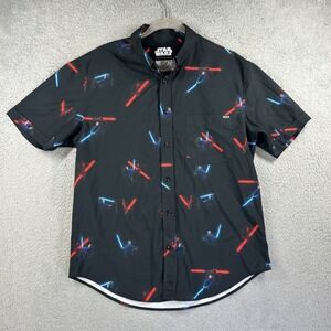 RSVLTS Star Wars Shirt Mens Medium Black Kunuflex Duel Fates Qui-Gon‎ Darth Maul